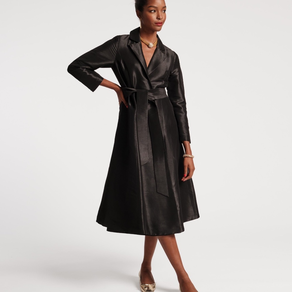 Lucille Dupioni Wrap Dress Black